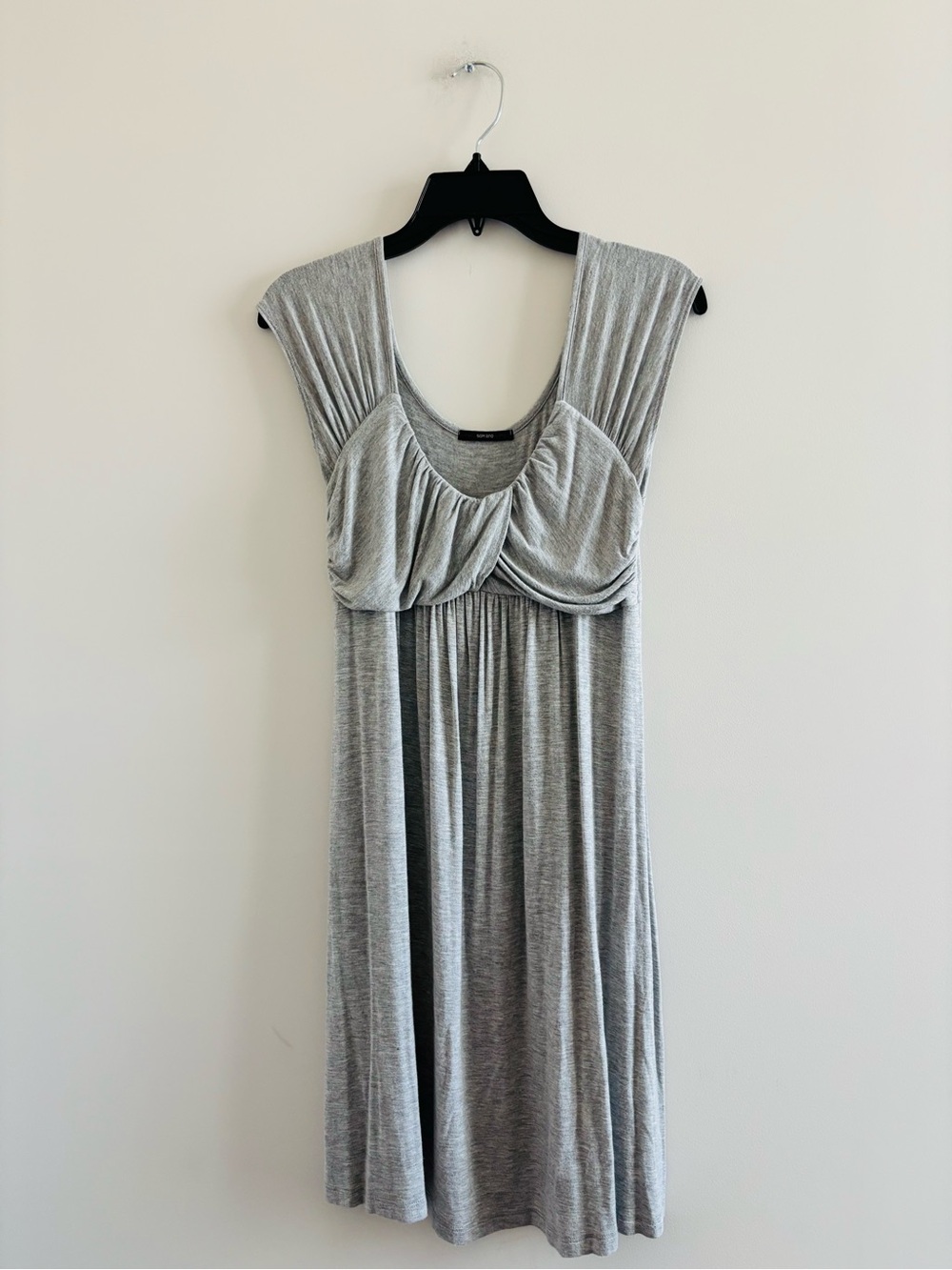 Y2K Soprano Dress Gray Babydoll Empire Waist Scoop Neck Soft Knit M USA Lounge - Picture 4 of 8